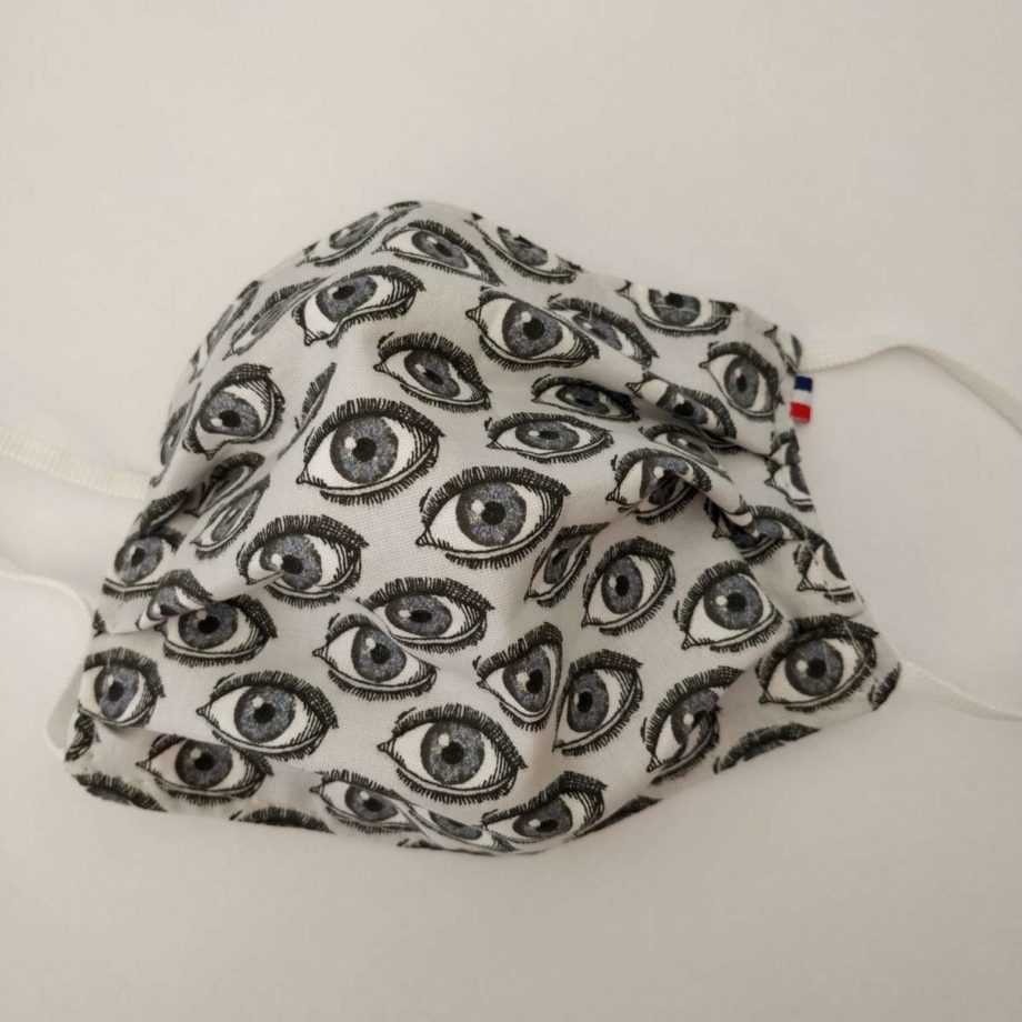 Masque barrière adulte HOMME avec pince-nez - modèle yeux