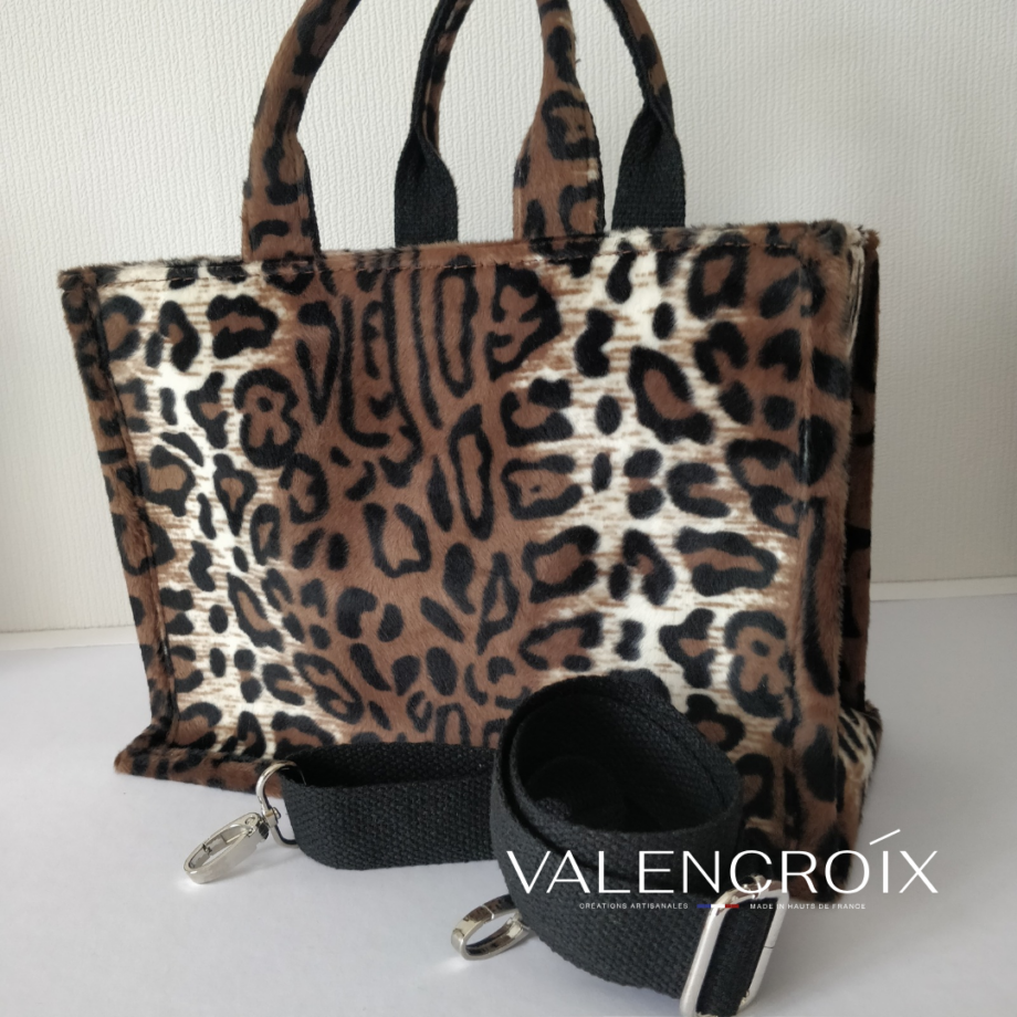 Mini sac cabas fourrure léopard - Valencroix