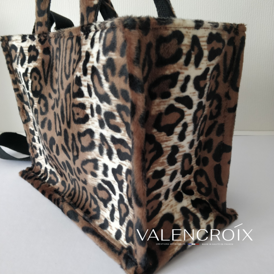 Mini sac cabas fourrure léopard - Valencroix