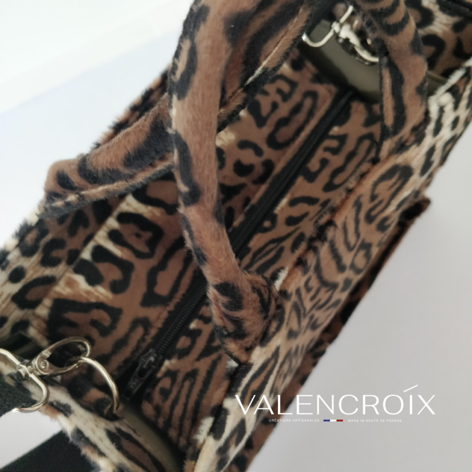 Mini sac cabas fourrure léopard - Valencroix