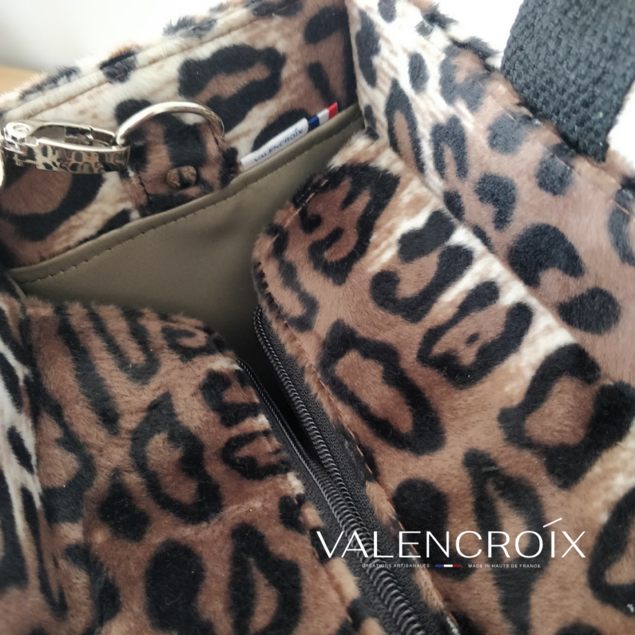 Mini sac cabas fourrure léopard - Valencroix