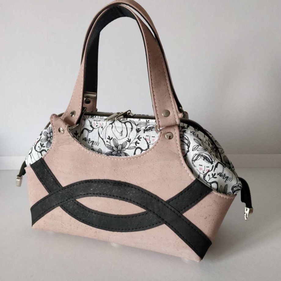 Sac à main Ornithogale en liège de luxe - rose noir
