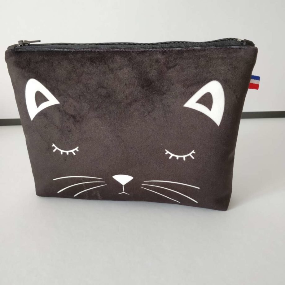 Pochette à maquillage velours - imprimé CHAT