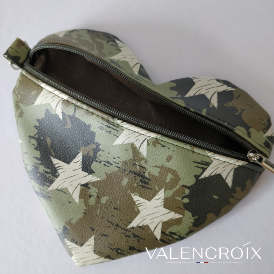 Trousse  cœur zippée camouflage - Valencroix