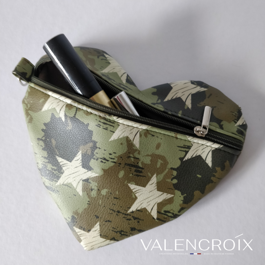 Trousse  cœur zippée camouflage - Valencroix