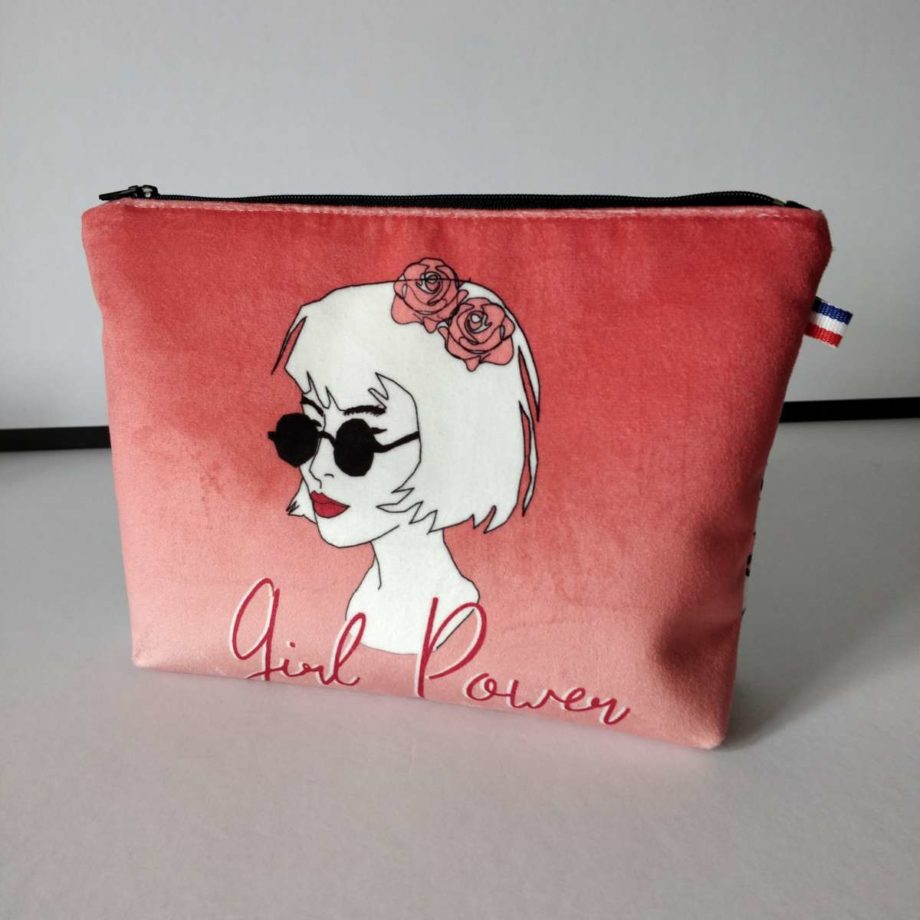Pochette à maquillage velours - imprimé GIRL POWER