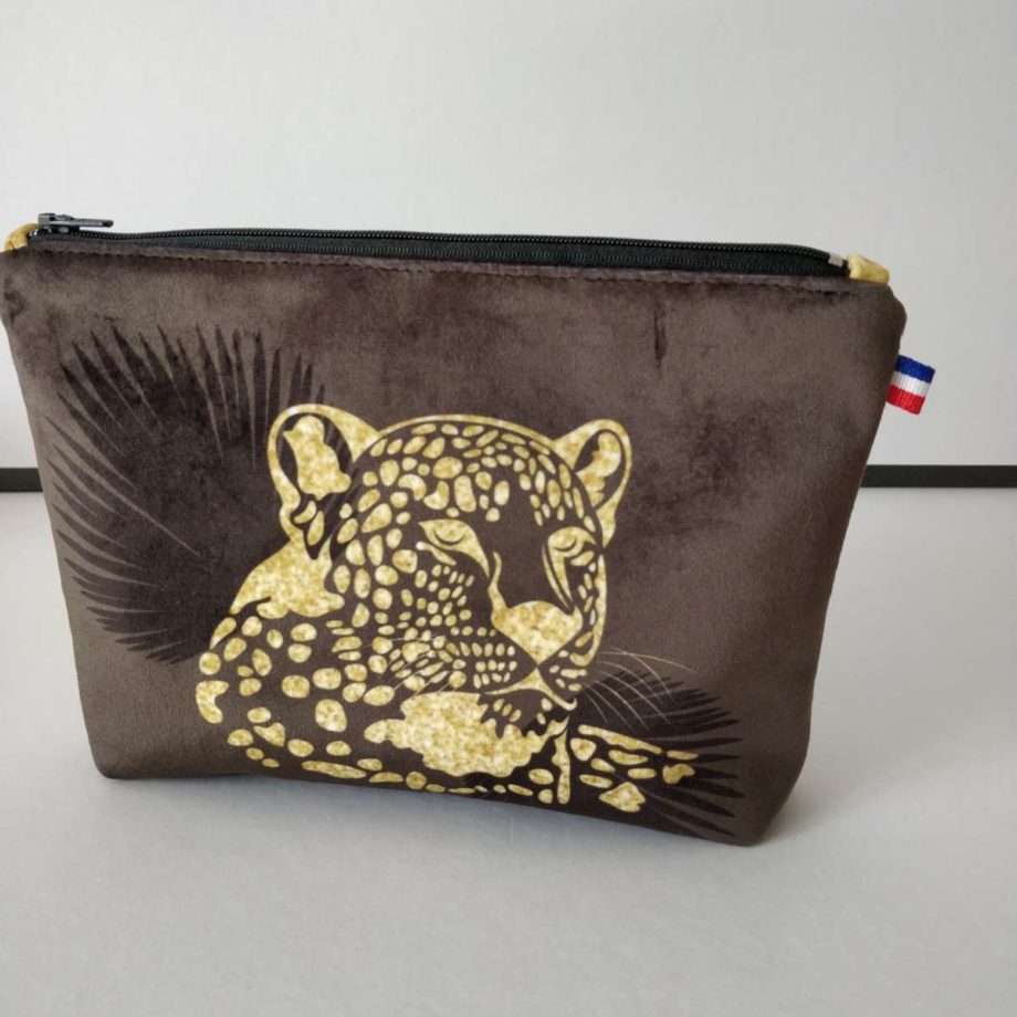 Pochette à maquillage velours - imprimé TIGRE