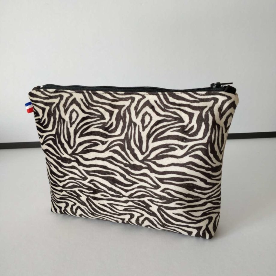 Pochette à maquillage velours - imprimé ZEBRE