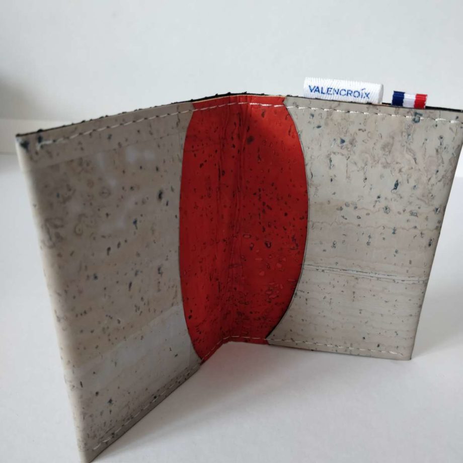 Porte-cartes - liège craie/rouge
