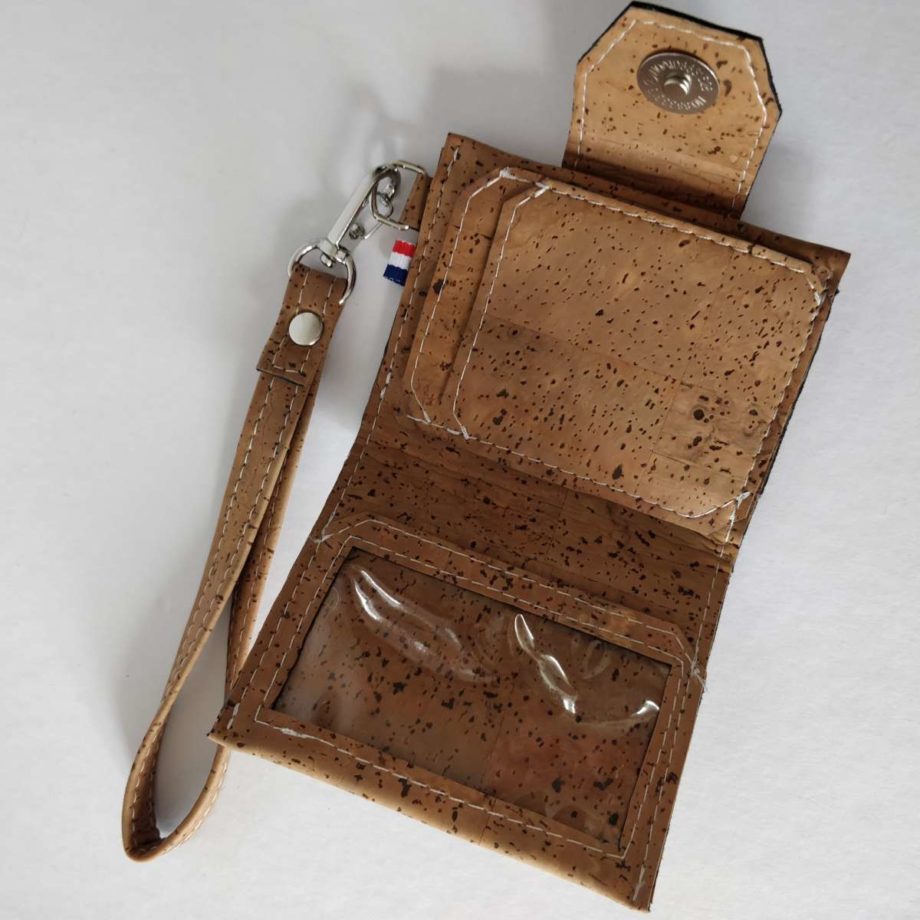 Porte-monnaie porte-cartes - liège fauve