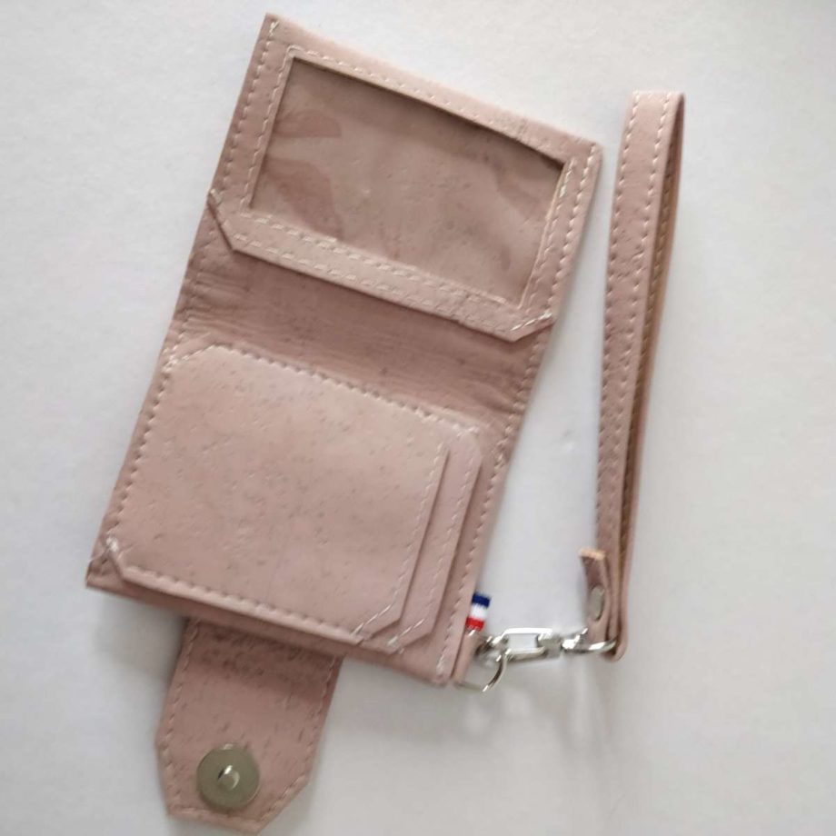 Porte-monnaie porte-cartes - liège rose