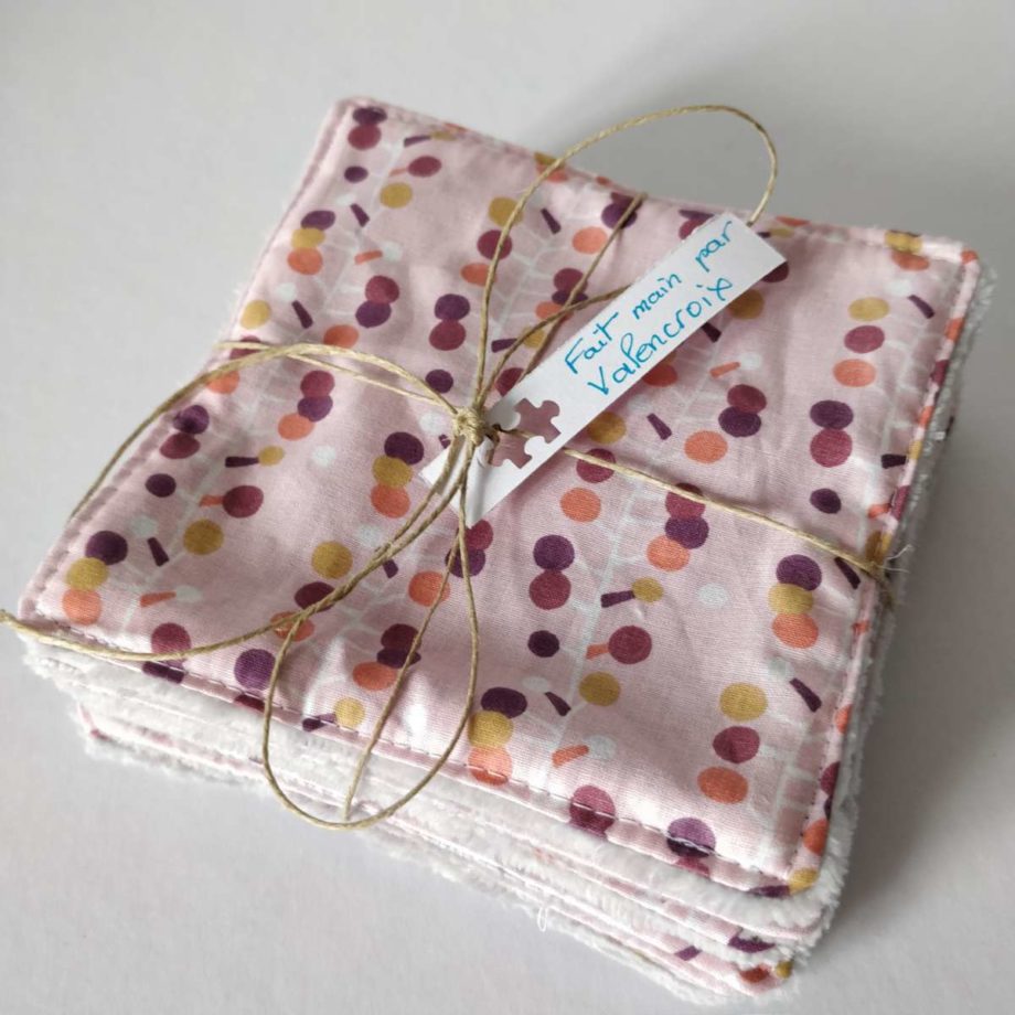 Lingettes lavables - 8 grandes lingettes motif "ronds"