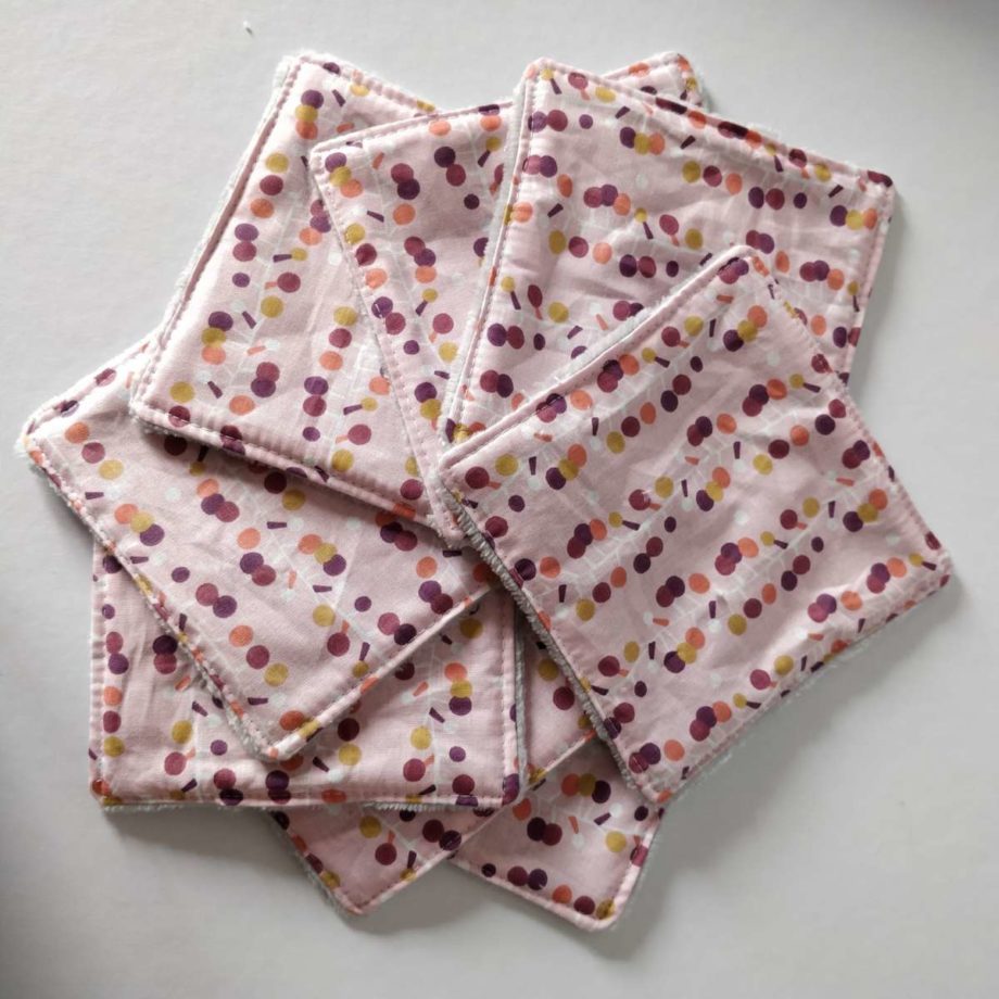Lingettes lavables - 8 grandes lingettes motif "ronds"