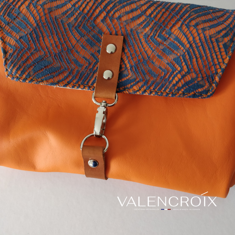Sac pochette Belt orange dentelle de Calais Caudry - Valencroix