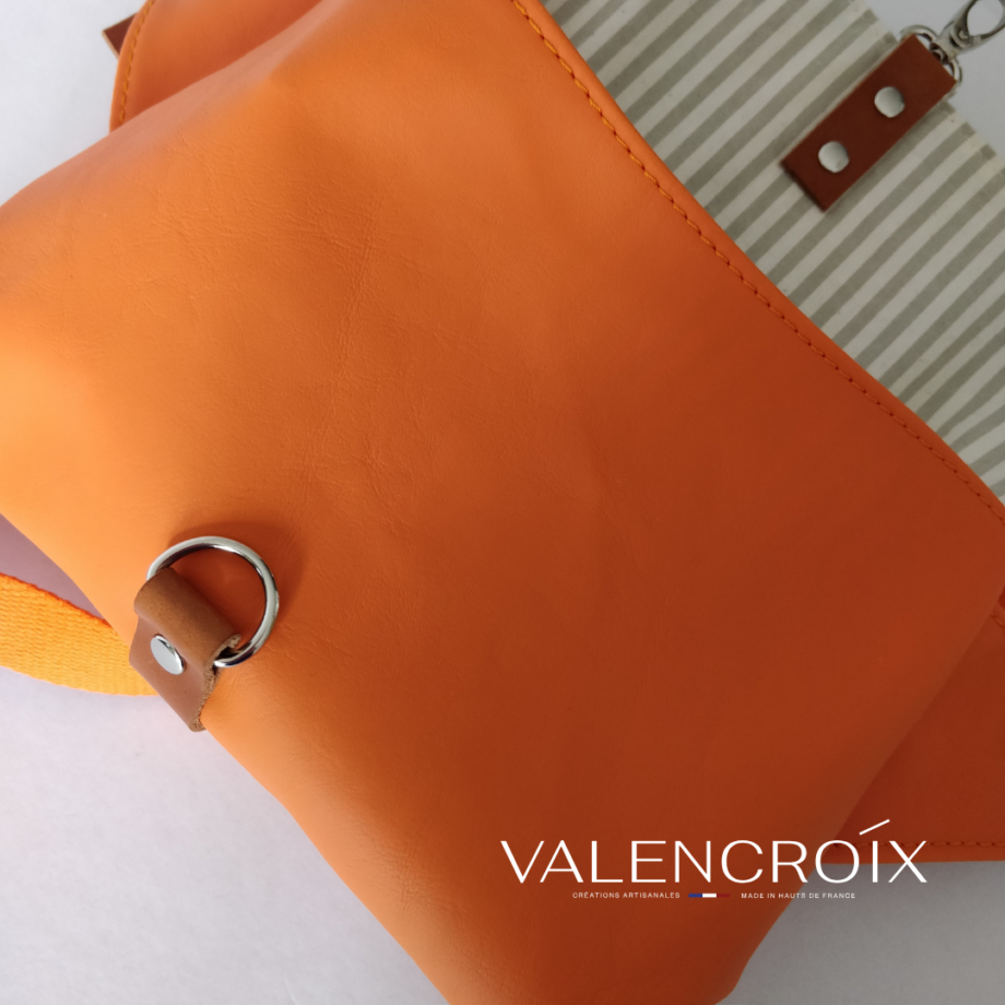Sac pochette Belt orange dentelle de Calais Caudry - Valencroix