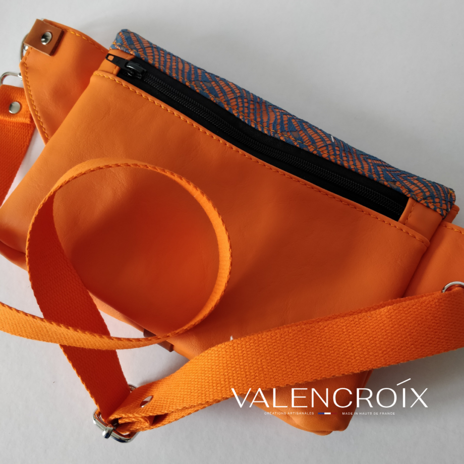 Sac pochette Belt orange dentelle de Calais Caudry - Valencroix