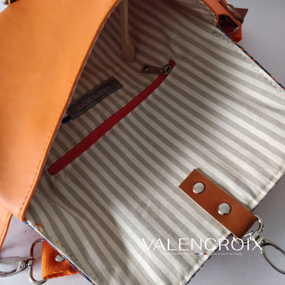Sac pochette Belt orange dentelle de Calais Caudry - Valencroix