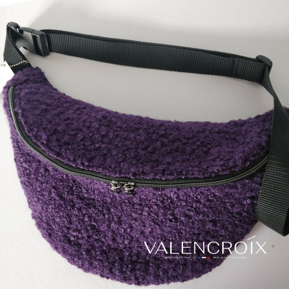 Sac banane XL bouclette coloris prune - Valencroix