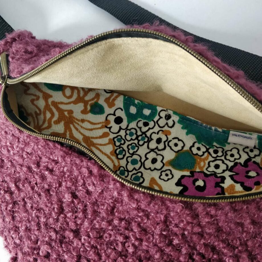 Sac banane XL bouclette coloris vieux rose - Valencroix