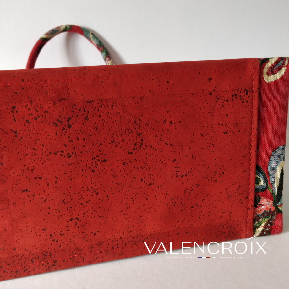 Sac cabas imprimé fond rouge - Valencroix