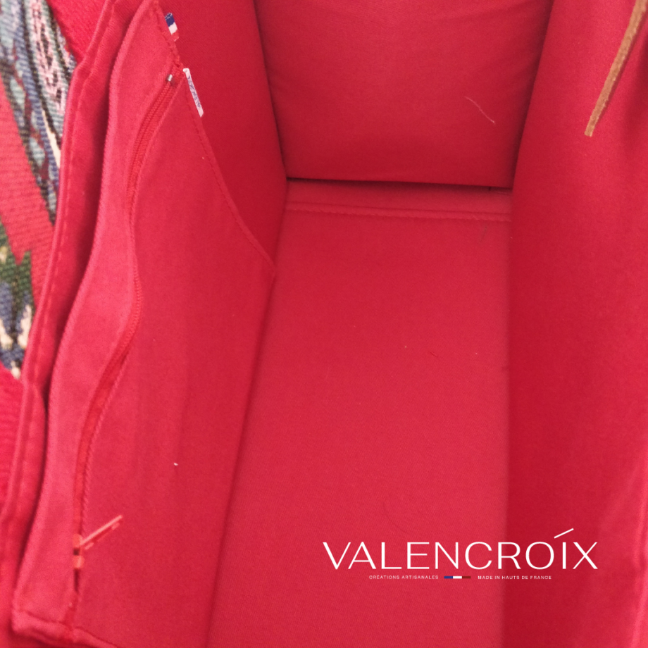 Sac cabas imprimé fond rouge - Valencroix