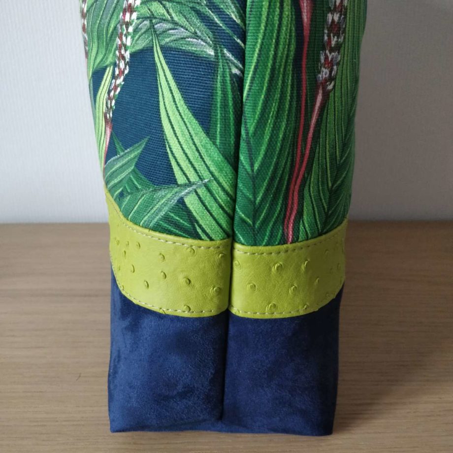 Sac cabas - imprimé ton vert-bleu