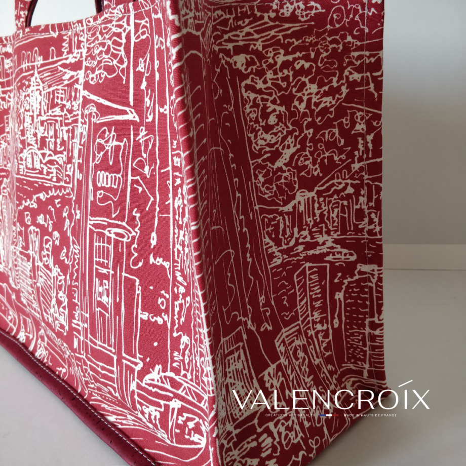 Sac cabas Hong Kong rouge blanc