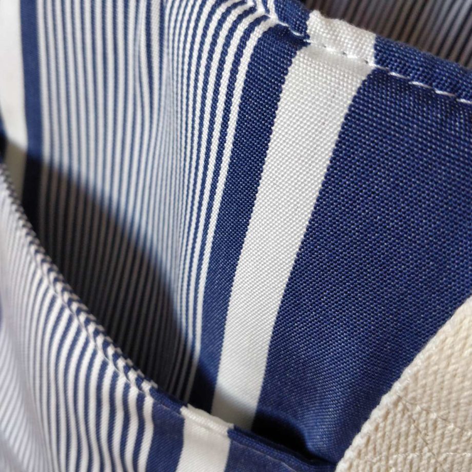 Sac de plage rayé bleu/blanc