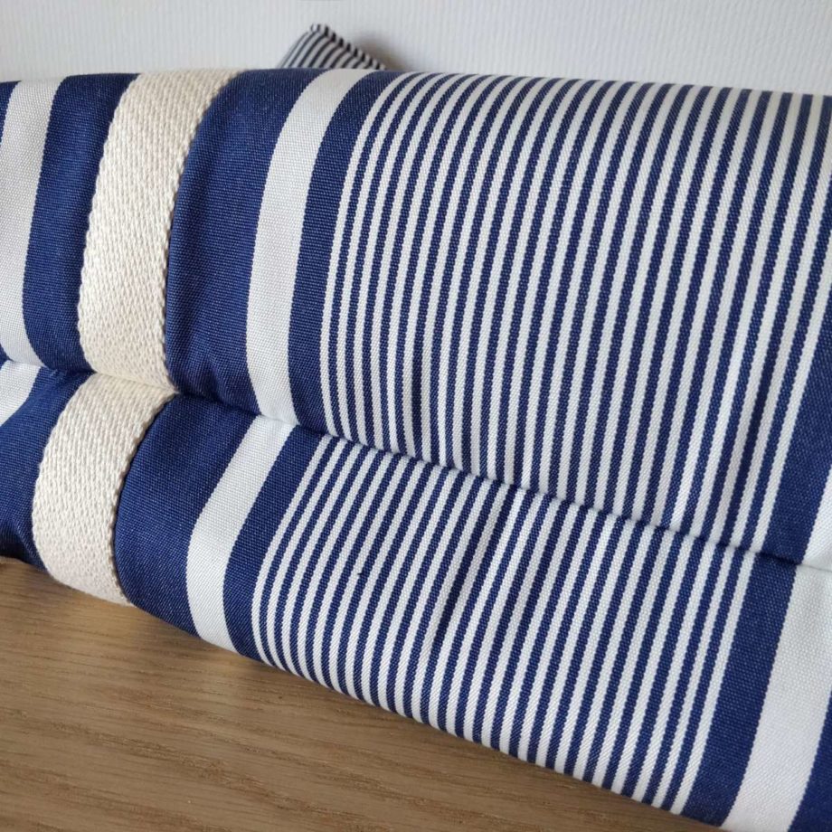 Sac de plage rayé bleu/blanc