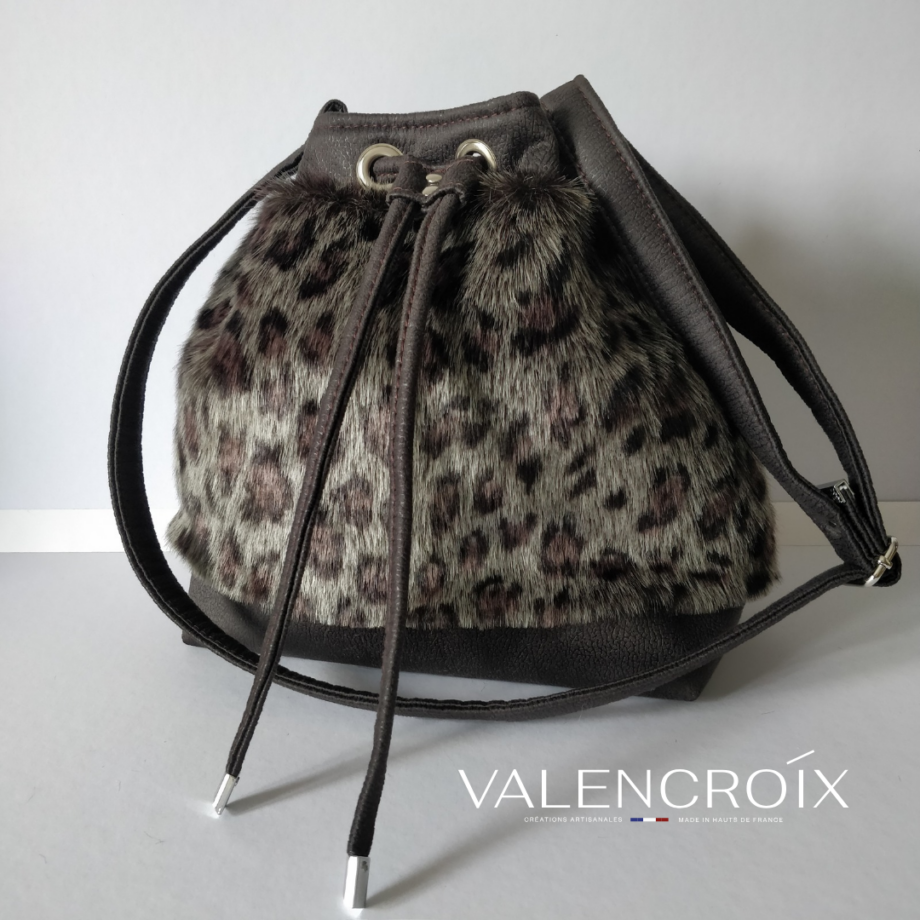 Sac seau fausse fourrure léopard - Valencroix