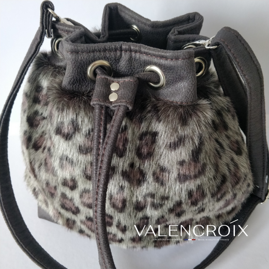 Sac seau fausse fourrure léopard - Valencroix