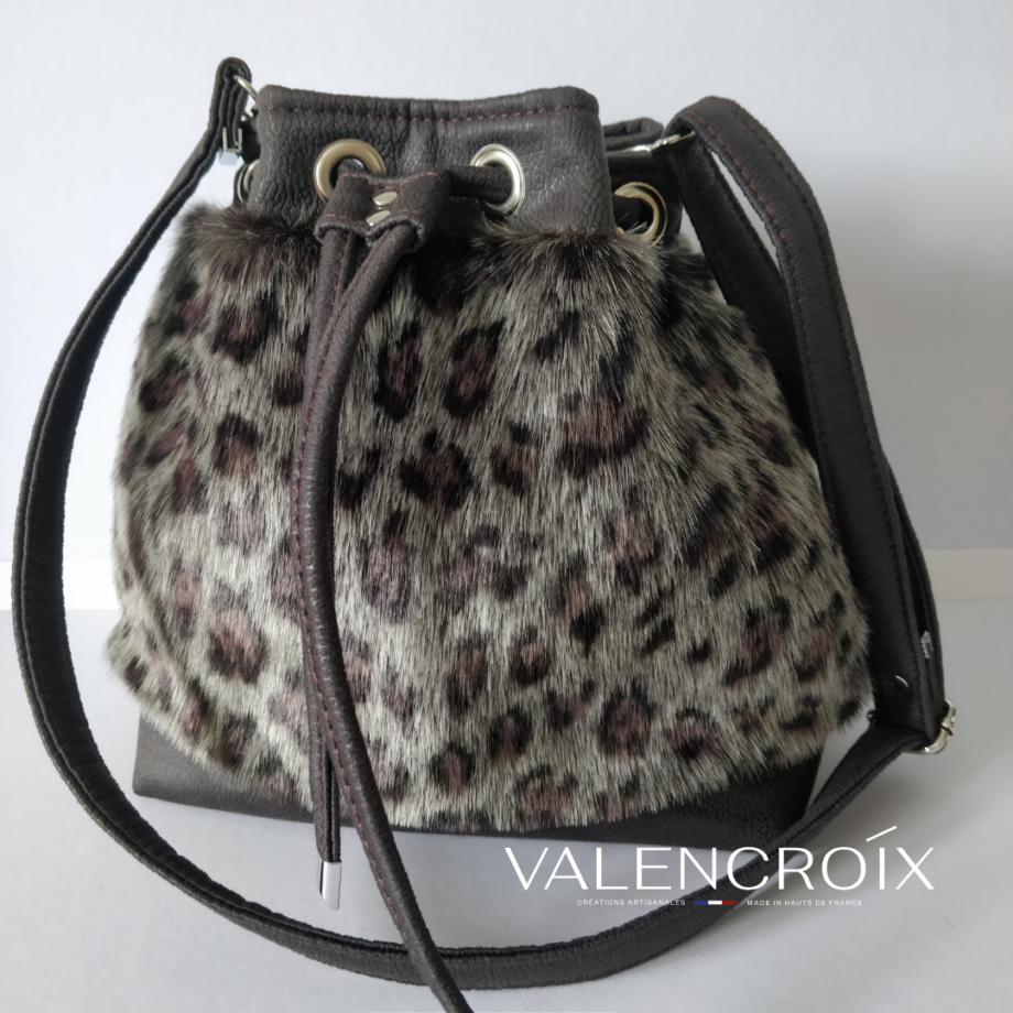 Sac seau fausse fourrure léopard - Valencroix