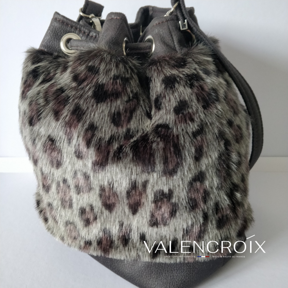 Sac seau fausse fourrure léopard - Valencroix