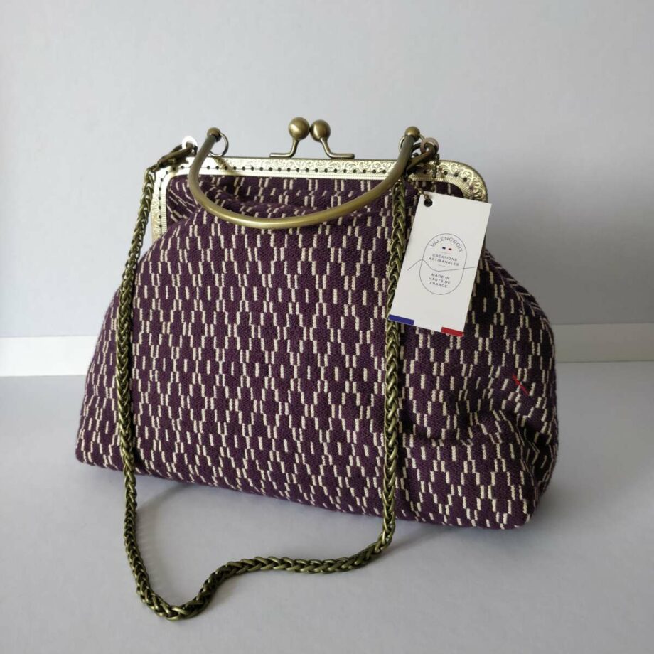 Sac fermoir clic clac Pierre Frey mauve - Valencroix