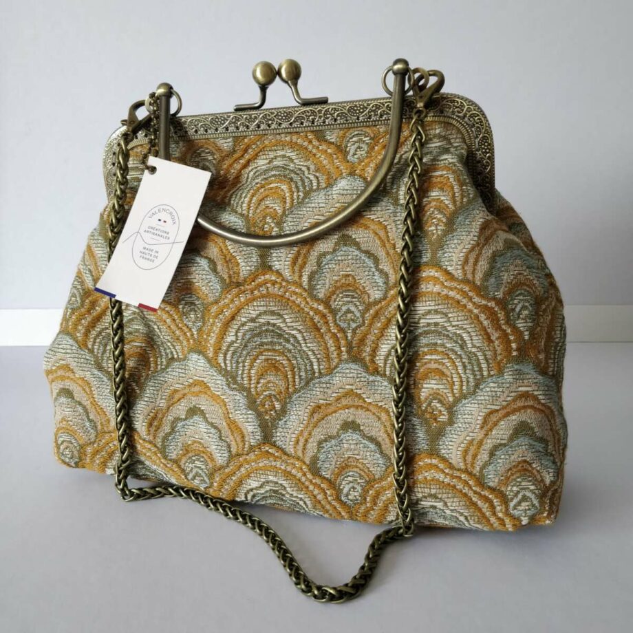 Sac fermoir clic clac Pierre Frey ocre - Valencroix