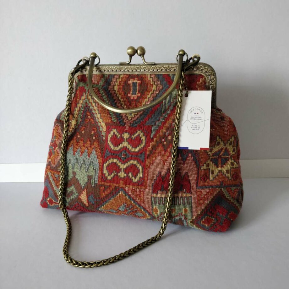 Sac fermoir clic clac jacquard géométrique - Valencroix