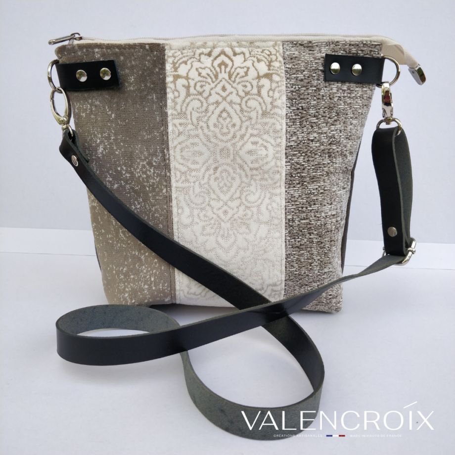 Sac seau tri-bucket beige - anse cuir