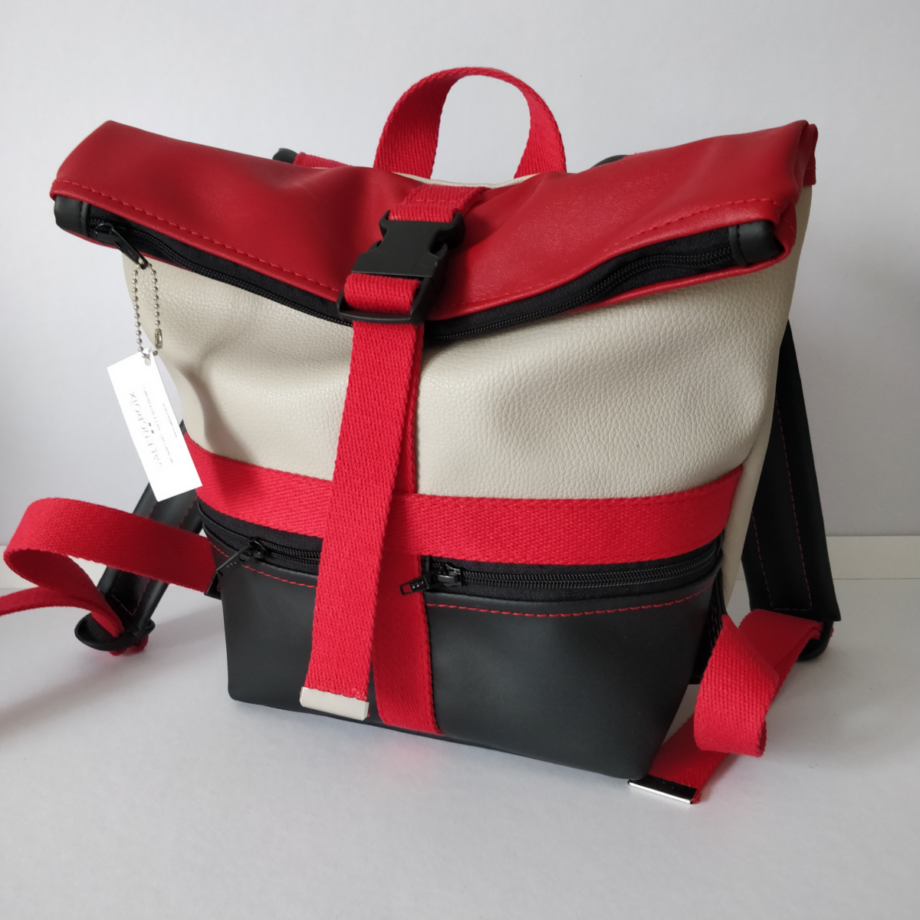 Sac à dos Troïka noir/taupe/rouge taille S - Valencroix