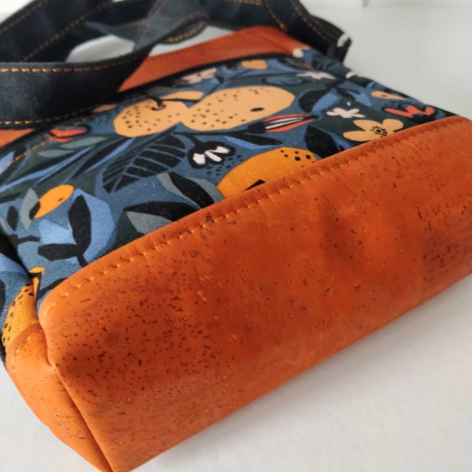 Sac à  bandoulière Folk  - liège et cotonnade imprimée
