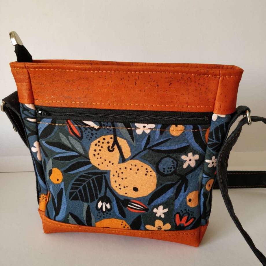 Sac à  bandoulière Folk  - liège et cotonnade imprimée