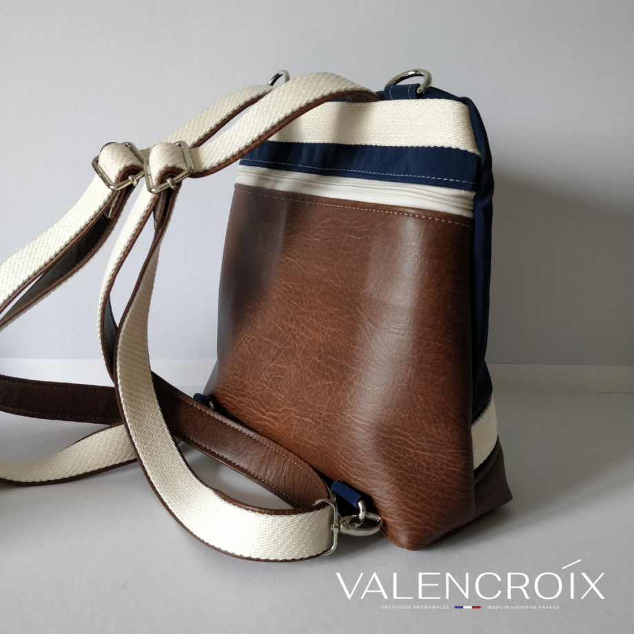 sac à dos  Volte marine et marron - Valencroix