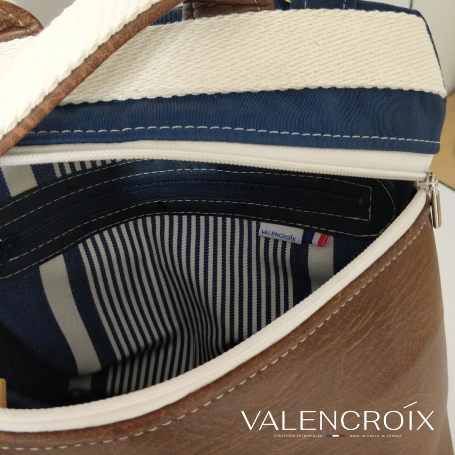 sac à dos  Volte marine et marron - Valencroix
