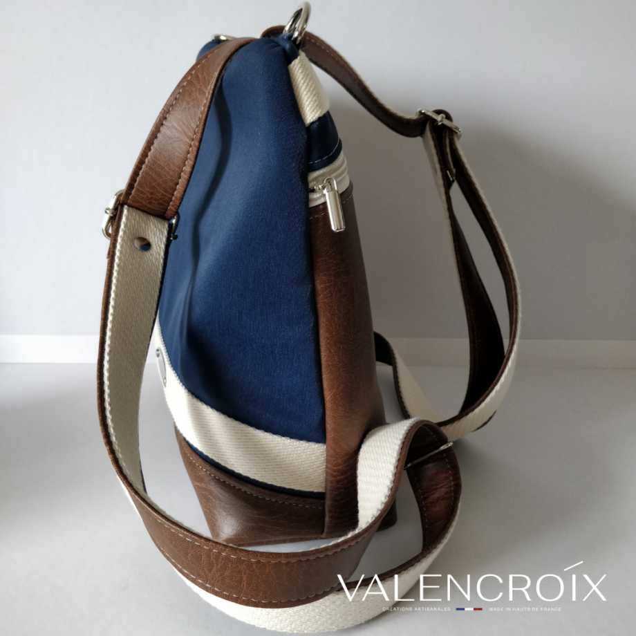 sac à dos  Volte marine et marron - Valencroix