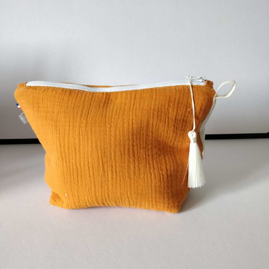 Trousse éponge bambou/gaze de coton - jaune orangé