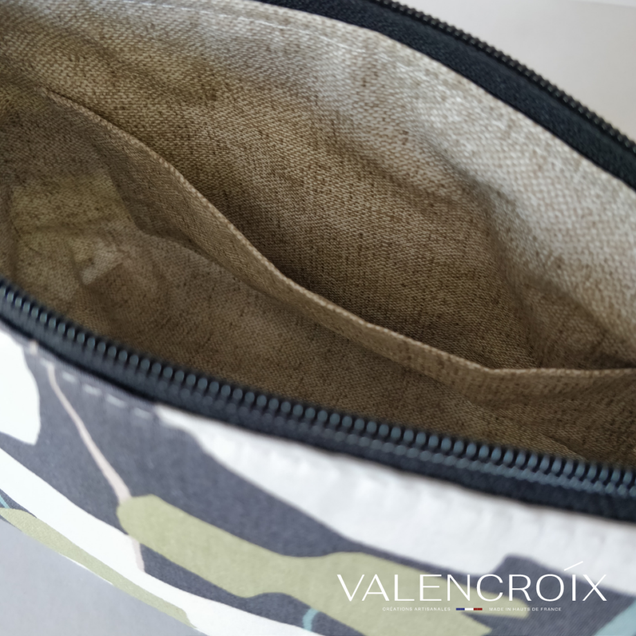 Trousse zippée grande taille imprimée vert