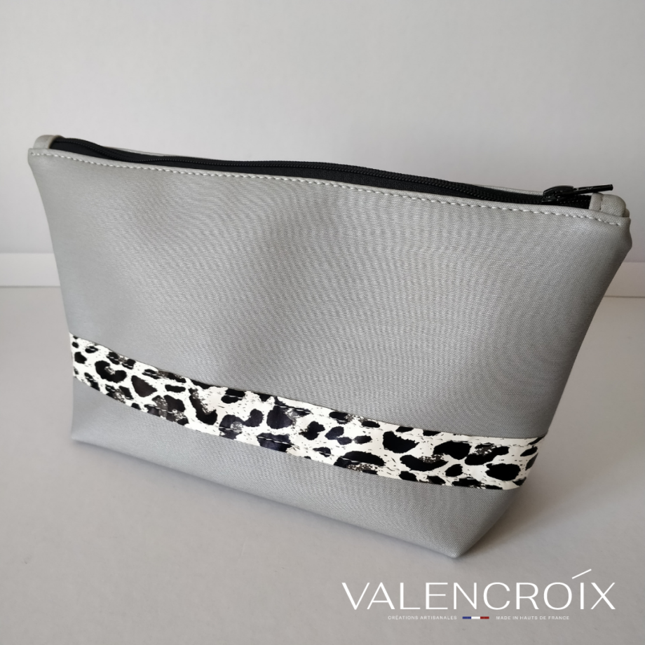 Trousse zippée grande taille grise