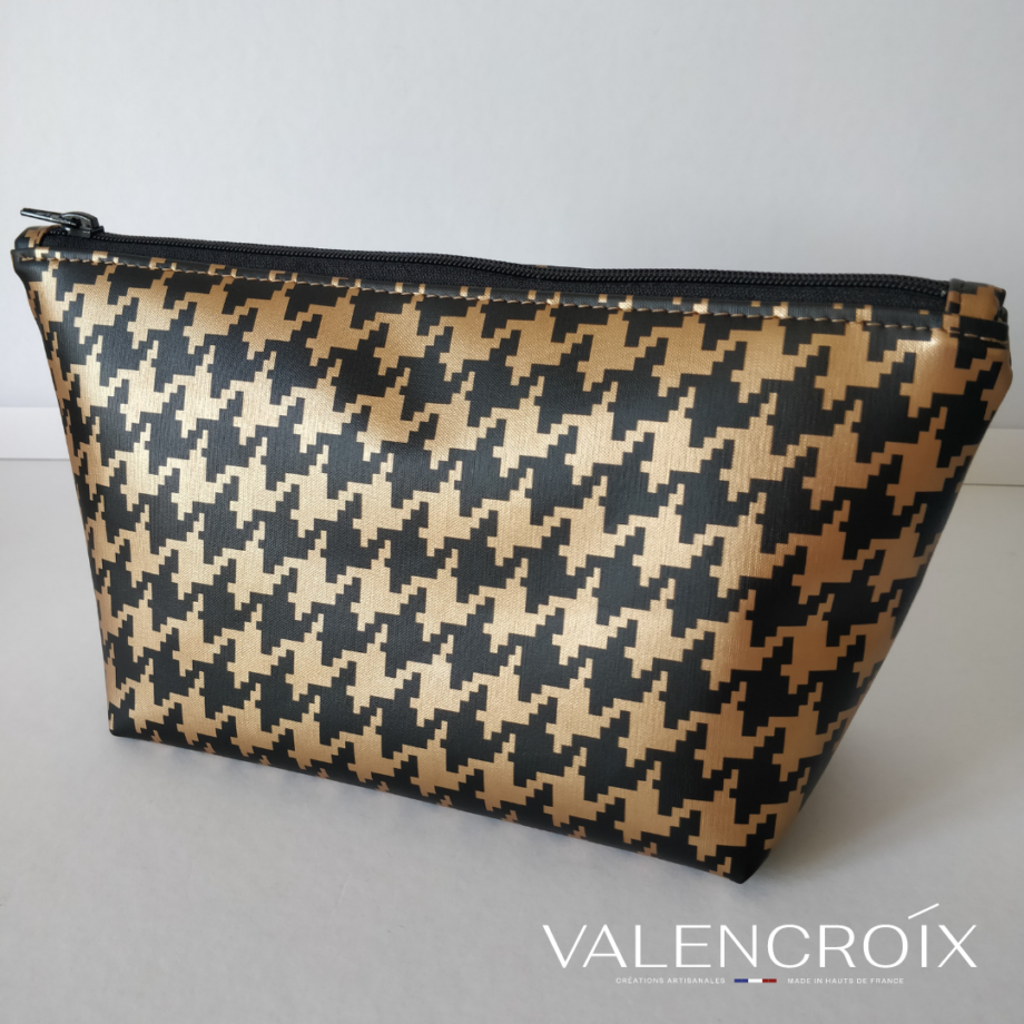 Trousse zippée grande taille doré/noir