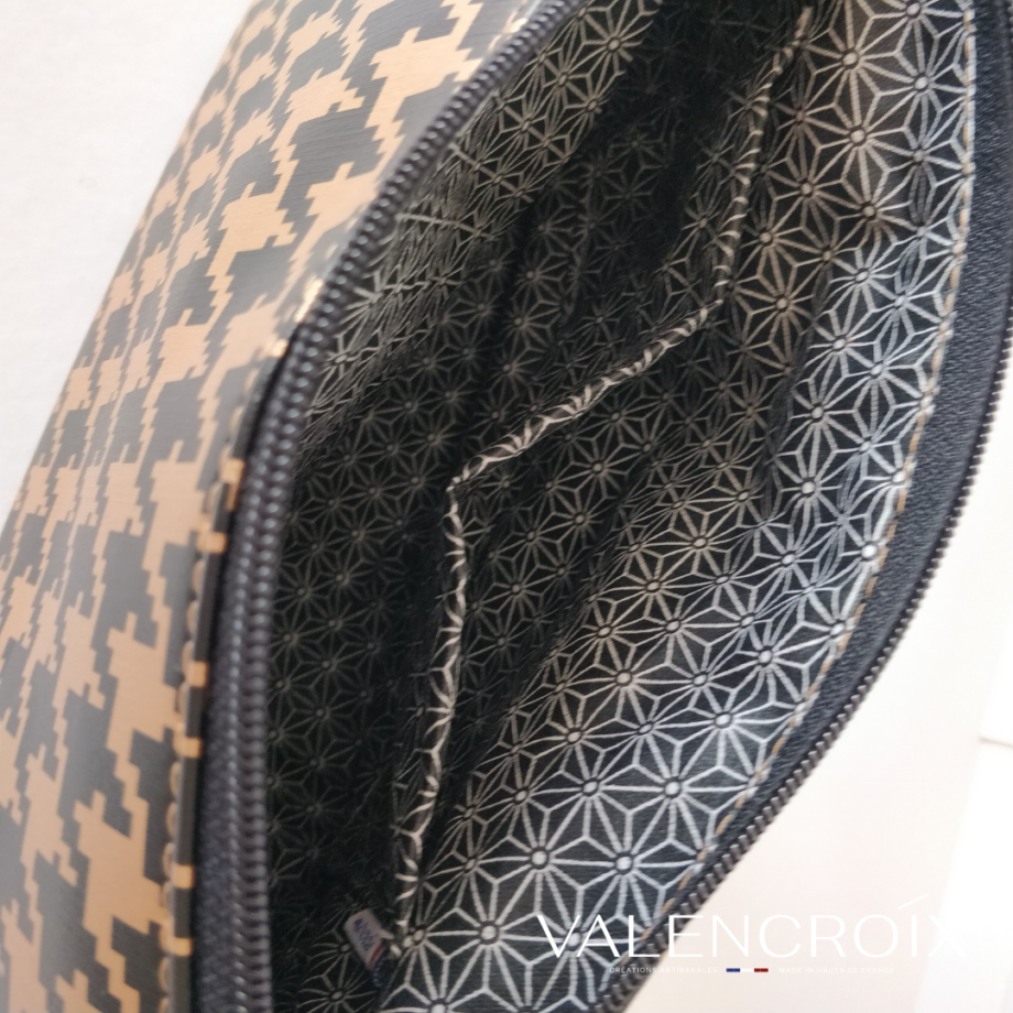 Trousse zippée grande taille doré/noir