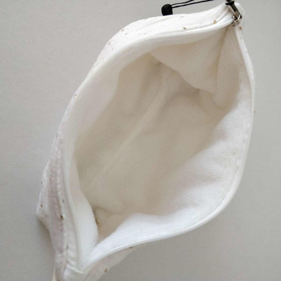 Trousse bambou/gaze de coton - pompon noir